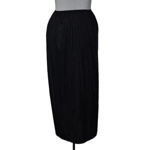 Vintage Vanity Fair Half Slip Womens Medium 33" Long Lace Trim Black Slit 11-760